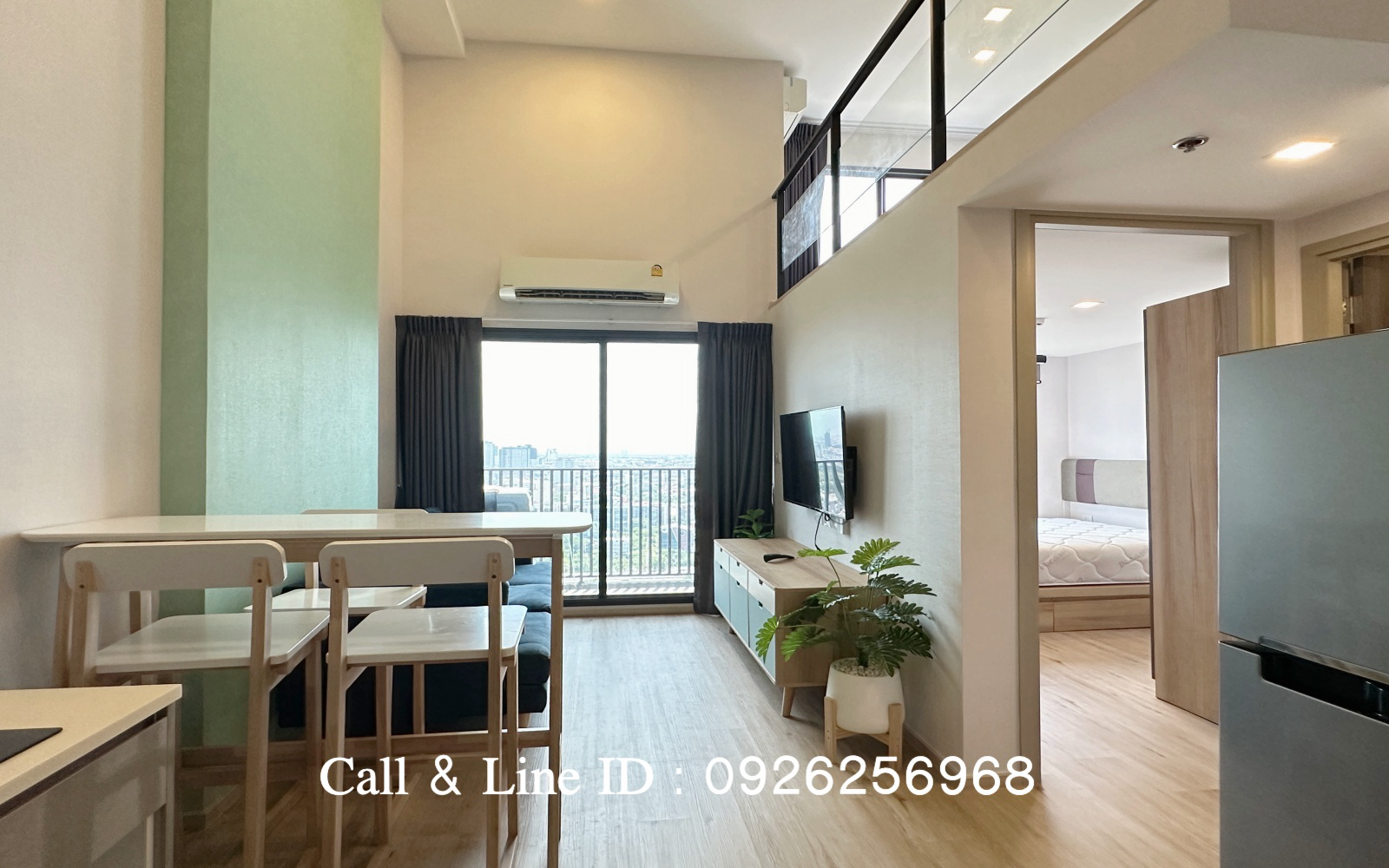 Room for rent : The Rich Rama 9 Condo , Duplex 2 bedroom 1 bathroom 🚆 Fully furnished, high view, close to the MRT Yellow Line and APL Hua Mak Station