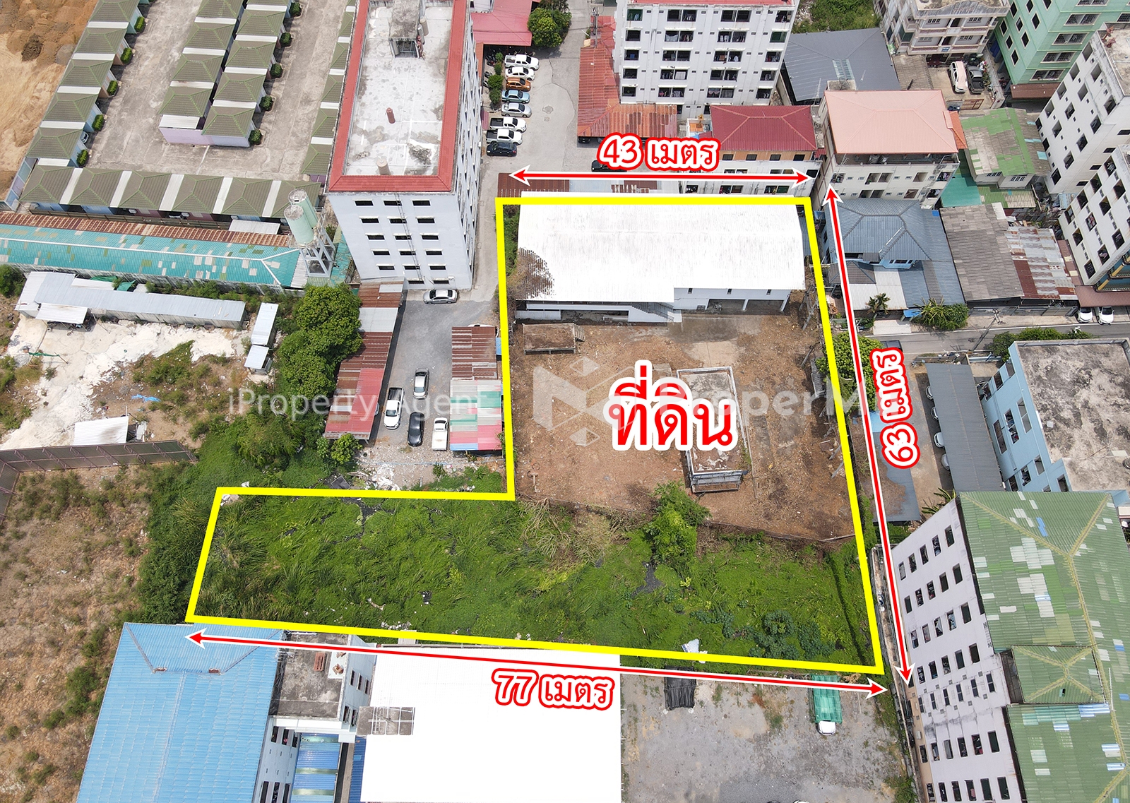 Land for sale with office building, Rojana Road, Soi Wat Khan Ham, Uthai District, Phra Nakhon Si Ay