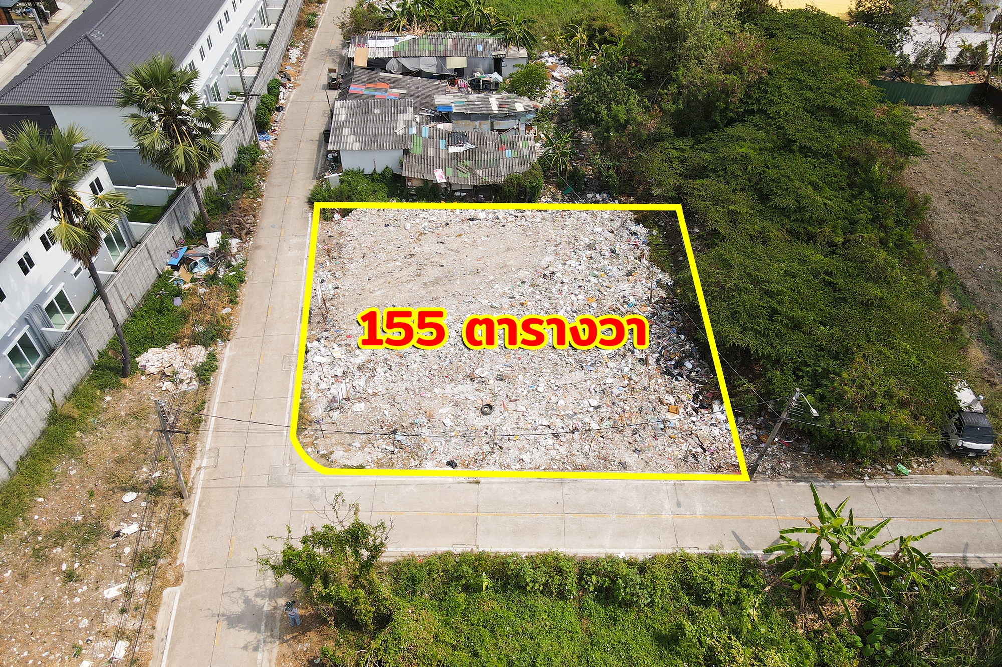 Land for sale, corner plot, Road on 2 sides, Soi Wat Phai Luang, Rattanathibet, Bang Rak Phatthana, 