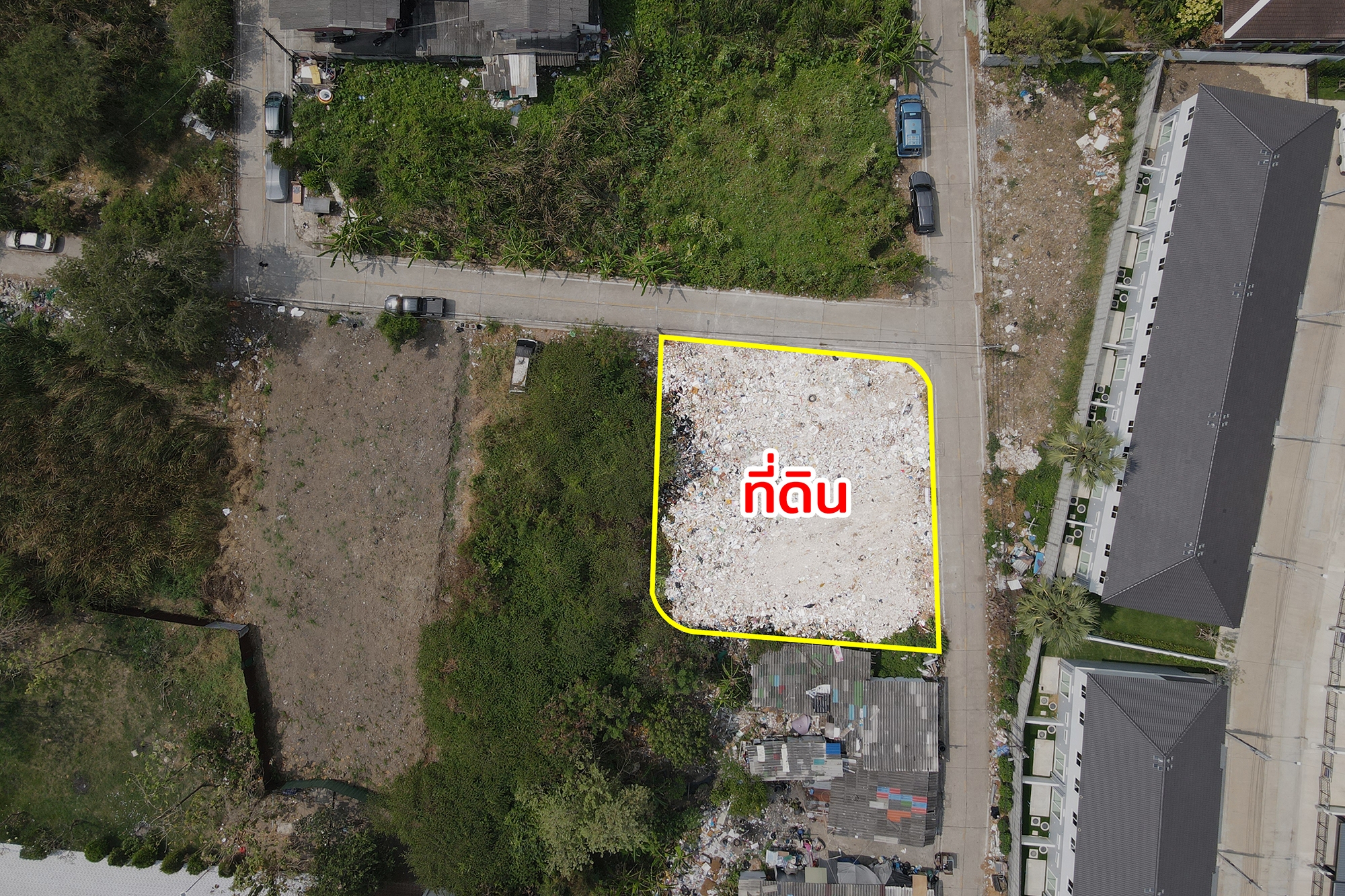 Land for sale, corner plot, Road on 2 sides, Soi Wat Phai Luang, Rattanathibet, Bang Rak Phatthana, 