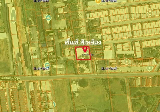 Land for sale with buildings, warehouse with office, size 900 sq.m., Soi Ram Intra 109, Phraya Suren