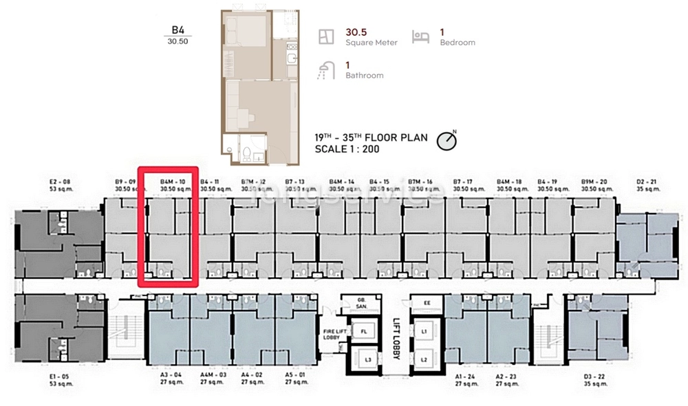 Aspire Onnut Station Condo, located on Sukhumvit Road, 200 meters from BTS Onnut.