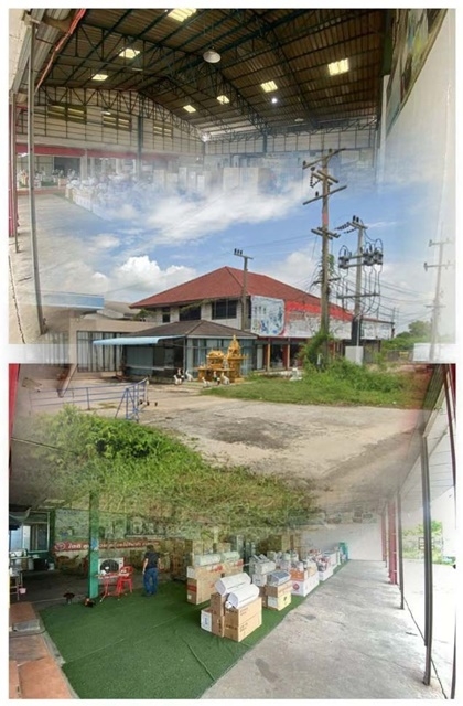 Big C Chachoengsao 1.1 km. Makro 1.3km. Commercial building, 2-storey 3,240sq.m. 5rai with warehouse