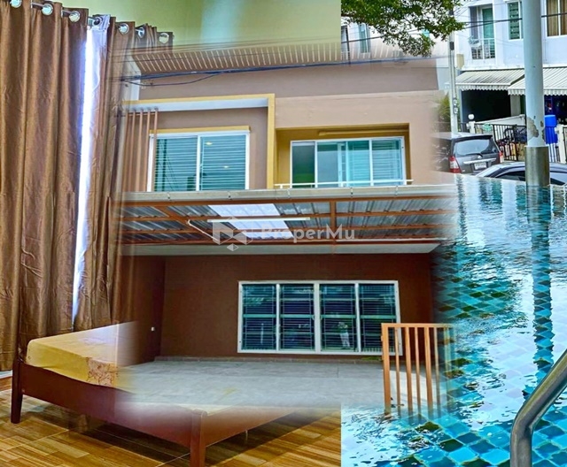 Ekkachai 95-99 Makro BangBon 1.9km. Wide front of the house furnished for rent 2-storey townhouse