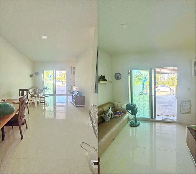 Srinakarin-Theparak Talad Im Charoen Theparak 1.1 km. 2-storey townhouse corner house next to a gard