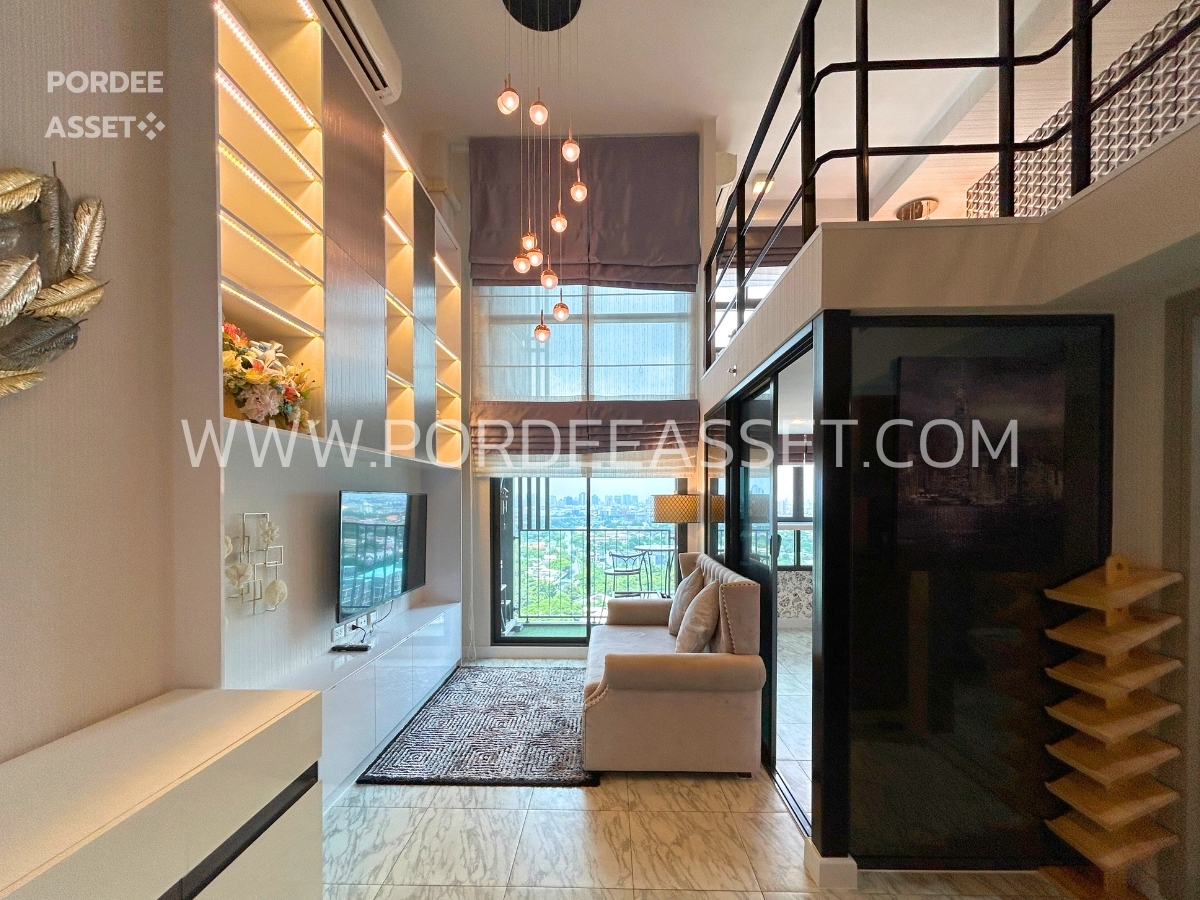 คอนโดหรู ราคาถูก!! IDEO New Rama9 (ห้อง Duplex 52 ตร.ม.) ตกแต่ง Modern luxury อยู่ใจกลางเมืองเดินทาง