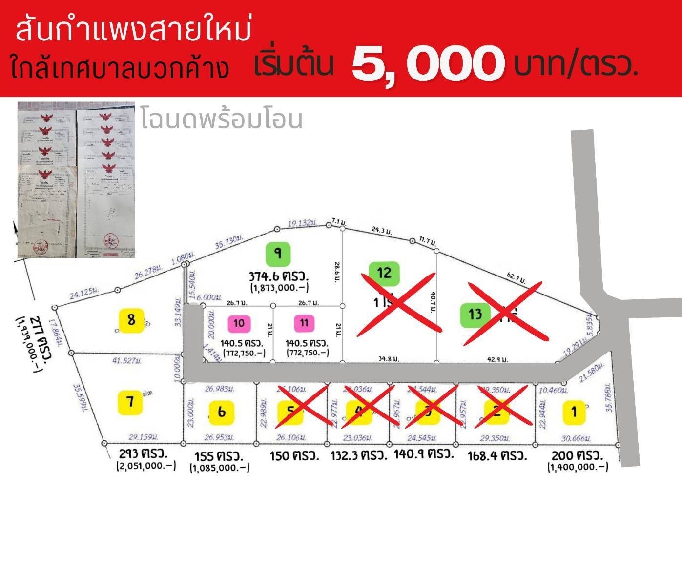 Sale allocated land,start155Wa,950,000B, Public utilities, San Kamphaeng District, Chiang Mai