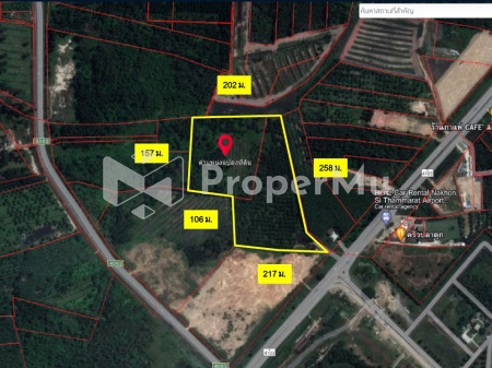 Land for sale opposite the airport Nakhon Si Thammarat 36 rai 2 ngan 65 sq wa suitable for allocatin