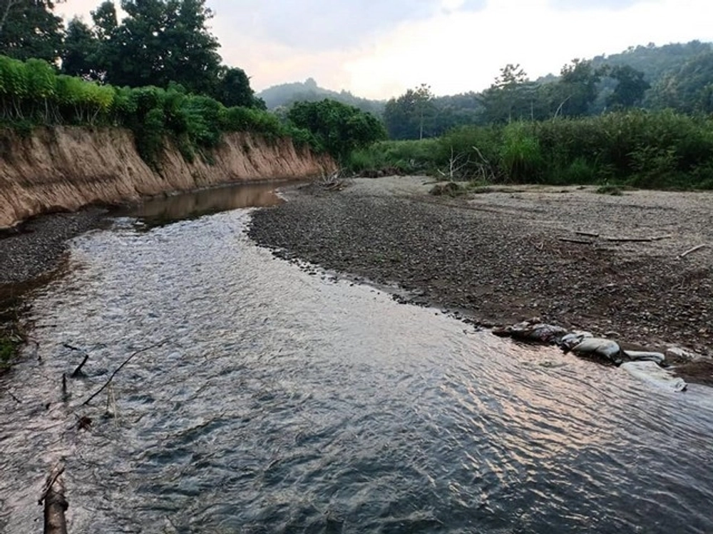 Good location, the owner offers special conditions. Land, land next to a stream with clear, flowing water, moist all year round, beautiful view, million baht, 800,000 baht, 3-0-35 rai, Amphoe