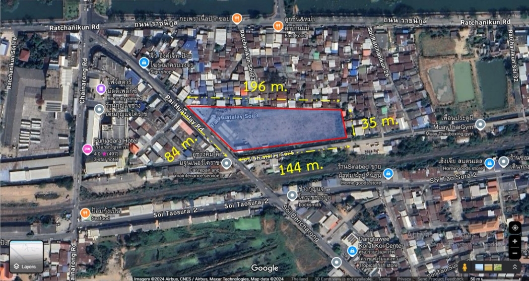 Land for sale in Korat city, on the road to Hua Thale, size 5 rai 2 ngan 37 sq w, filled in