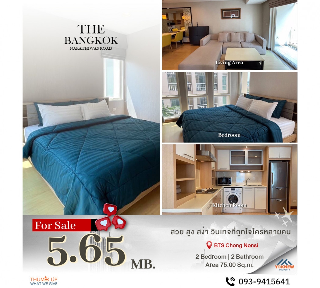 For sale  Condo The Bangkok Narathiwas Ratchanakarint, decorated room, ready to move in, good price,