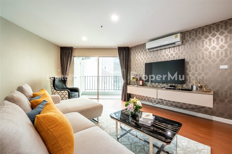 Condo for rent, 3 bedrooms, fully furnished, 25th-26th floor, Belle Grand Rama 9, 108 sq m.