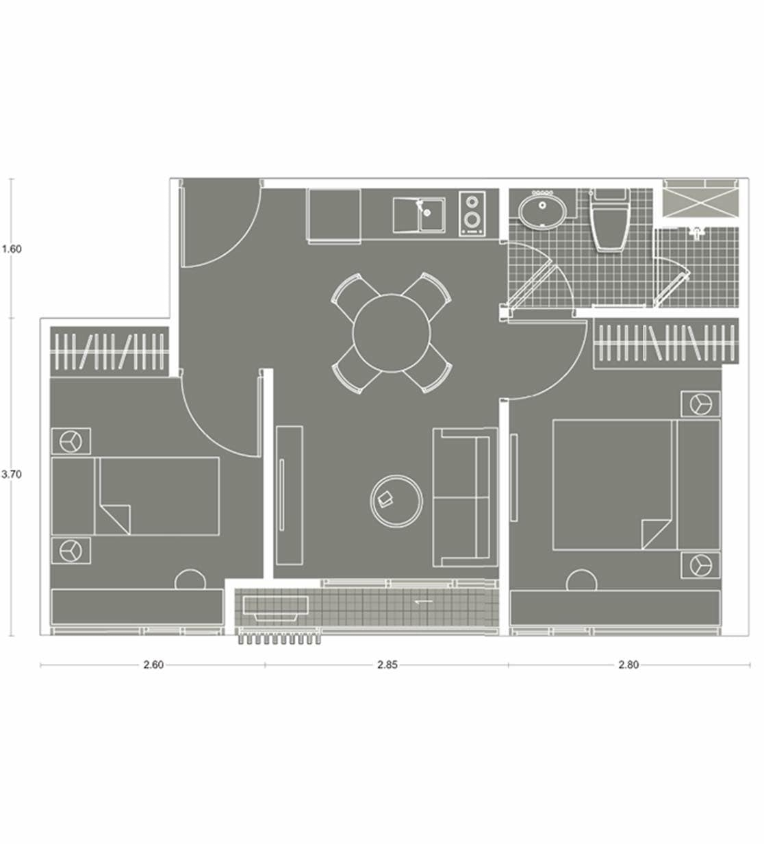 For sale or rent Noble Revolve Ratchada 2, size 2 bedrooms, 1 bathroom, 38.72 sq m, 12X floor