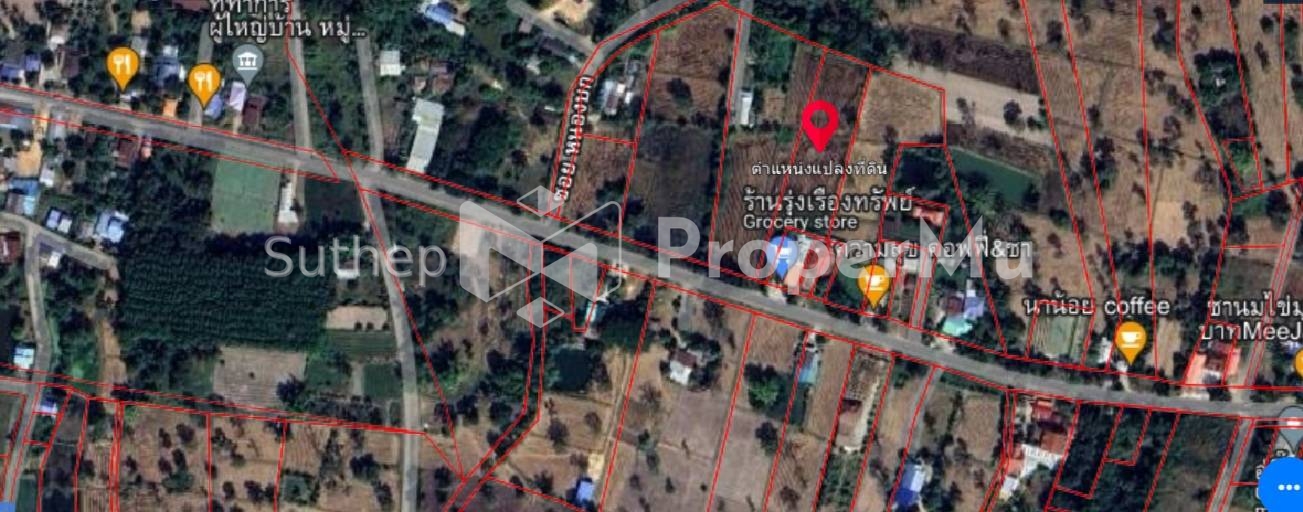 H1121 Land for sale 3-3-60 rai, located next to the main road, Warin Chamrap-Nong Ngu Luam Road, 1 km from Wat Nong Pah Pong.