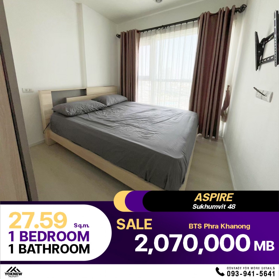 Condo for sale Aspire Sukhumvit 48 Beautifully decorated room, size 27.59 sq m., fully furnished, ve