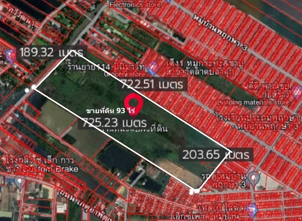 Land for sale in Bang Khu Rat, Bang Bua Thong, Nonthaburi, area 93 rai. Near the village of Pruksa 3